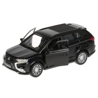 Машина технопарк 12см Mitsubishi Outlander металл черный двери багажник инерц 273059