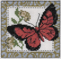 Набор для вышивания крестом 10 х 9 см Бабочка бордовая Klart 5-057