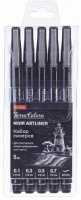 Ручка линер набор 5шт черн Hatber Noir Terra Colora 01./0.3/0.5/0.7 мм 070955