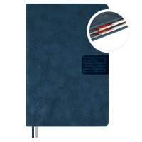 Ежедневник 2026г А5 176л Глосс синий кожзам вырубка по месяцам 70242