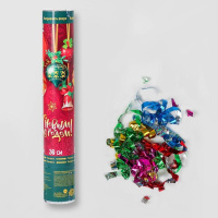 Хлопушка пневматическая С Новым годом игрушки фольга-серпантин 30см 3249050