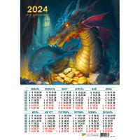 Календарь 2024 листовой А3 картон Год дракона 8166