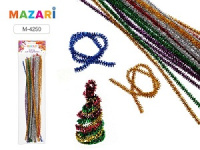 Проволока синельная блестящая ассорти d=0.6см длина 30см 30шт M-4250