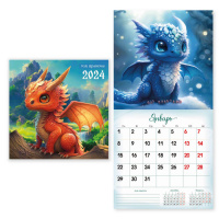 Календарь 2024 на скрепке 290*290 Год дракона 7998
