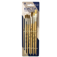 Кисти набор 6шт Пони 2,4,6,10 Щетина 8,12 AL2290