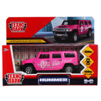 Машина технопарк 12см Hummer H2 металл спорт двери багаж инерц розовый 303052