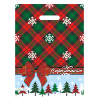 Пакет нг Новогодняя клетка 30*40/60 пвд пробивная