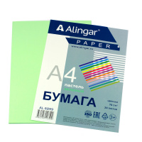 Бумага А4 20 л Зеленая пастель 70 г/м Alingar