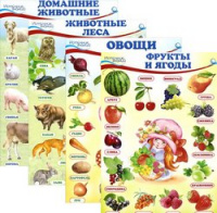 Плакат комплект мини Домашние, лесные животные, фрукты и ягоды, овощи  А4 1-4 ком