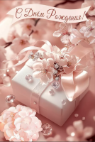 Открытка А5 С днем рождения! (подарок на розовом) 50000650