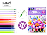 Карандаш 12 цв Mazari вечный с ластиком М-7090