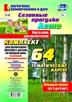Сезонные прогулки (от 3 до 4 лет) Младшая группа Лето карта-план из 64 тематических карт для организации прогулок с детьми ФГОС