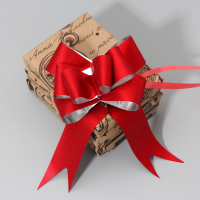 Бант упаковочный бабочка 4,5см красный металлизир с глиттером 7986164 