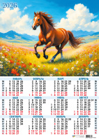 Календарь 2026 листовой А3 Год лошади 9678