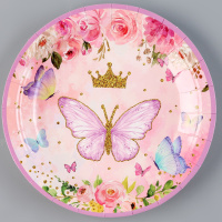 Тарелки бумажные Бабочки (18 см 6 шт) 9845452