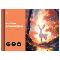 Альбом для рисования 30 л А4 склейка Сказочный олень 180г/м2 акварель