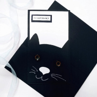 Конверт ручной работы Поздравляем черный кот КР 13
