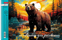 Альбом для рисования 40 л А4 гребень Дикий мир России 100 гр/м2 перфорация 