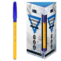 Ручка шарик Синяя 1,0мм трехгран. желт.корпус Феникс 64127