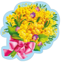 Украшение на скотче Букет мимозы с бантиком А5 080.942