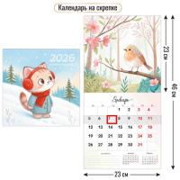 Календарь 2026 на скрепке 230*230 Маленькие радости 9786 с курсором