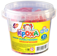 Пластилин 11 цв Ведро формочки 220гр 12С 784-08