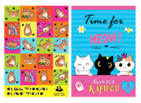 Картон цветной А4 8 л 8 цв Коты/Девочка с корги в папке 220гр 89264,71550