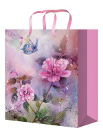 Пакет бумажный 22*31*10 Розовые цветы 128гр глянц лам ПКП-4254