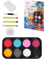 Набор аквагрима для детей 8цв карандаш 3шт, гель для тела и лица 1шт спонж 1шт, аппликатор 1шт