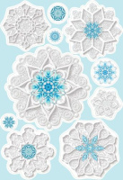 Наклейка оформительская Снежинки синие А3 ПВХ 0201036