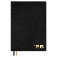 Ежедневник 2026г А5+ 176л Шеврет черный кожзам интегральный переплет 70208