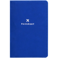 Обложка на паспорт Journey кожзам синяя тиснение фольгой