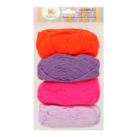 Пряжа Simple 100% акрил 25 г 66 м 4 мотка №03 сиреневый-розовый-оранжевый-фиолетовый