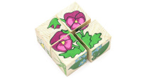 Кубики деревянные 4шт Цветы