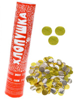 Хлопушка 25см Конфетти круглое золотое фольгированное Х-8920