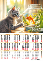 Календарь 2026 листовой А2 Котенок 9588