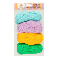 Пряжа Simple 100% акрил 25 г 66 м 4 мотка №04 зеленый-желтый-сиреневый-бирюзовый