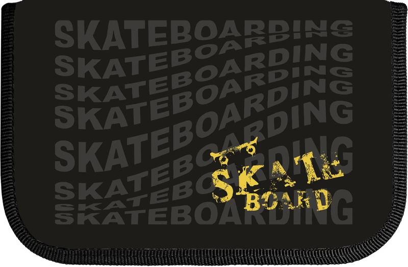 Пенал 1 отд без наполнения 140х210х40мм SkateBoard black с косметичкой и карманом PB0053-13