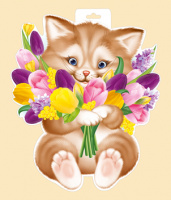 Плакат вырубка Кот с цветами А3 59.200.00