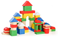 Конструктор томик Цветной деревянный 65 деталей 