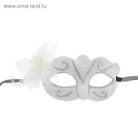 Маска карнавальная белая с узором и цветком 327475