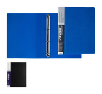 Папка А4 4 кольца 25 мм 0,7 мм Expert волокно Черная