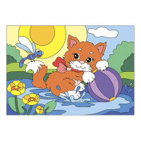 Картина по номерам 20*28,5 Радостный котенок Ркн-034