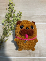 Мягкая игрушка брелок Мопсик с подвеской косточка