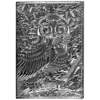 Обложка на паспорт Сова кожа серебро металлик