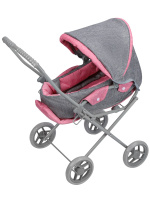 Коляска для кукол 66*36*66см серо-розовая в коробке