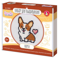 Вышивка Корги с пяльцами 05368