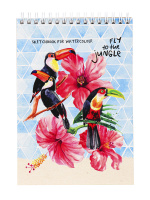 Скетчбук А5 20 л спираль Туканы в цветах 200 гр/м2