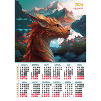 Календарь 2024 листовой А2 Год дракона 8077