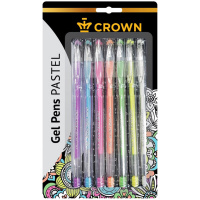 Ручка гел набор 7цв Crown 0,8мм Pastel